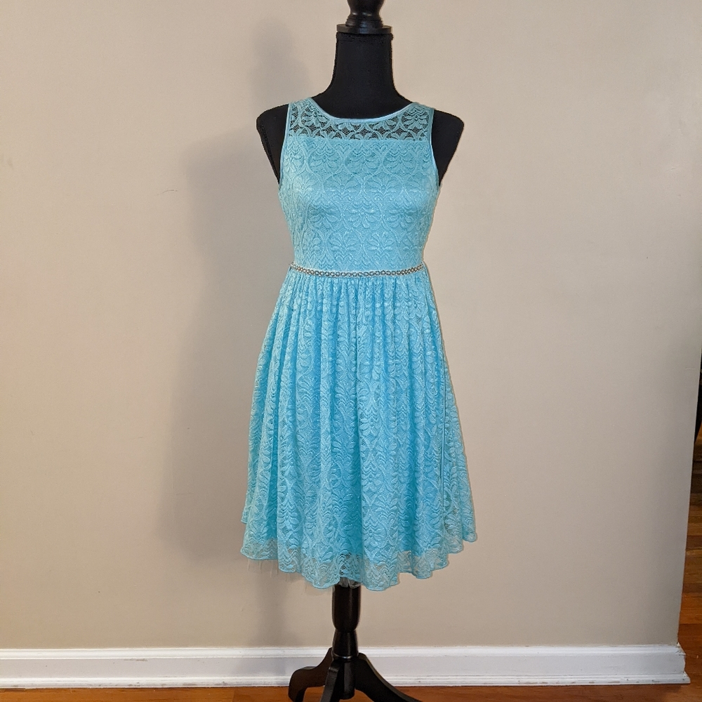 Girls Size 16 Blue Lace Easter Dress
